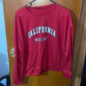SHEIN red California west coast long sleeve shirt